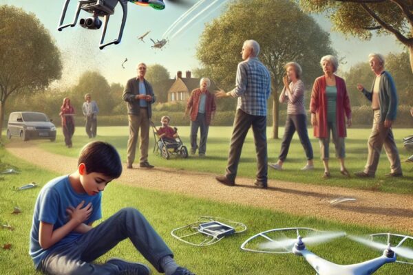 Drone fallen from sky and strikes boy