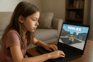 Girl playing Roblox